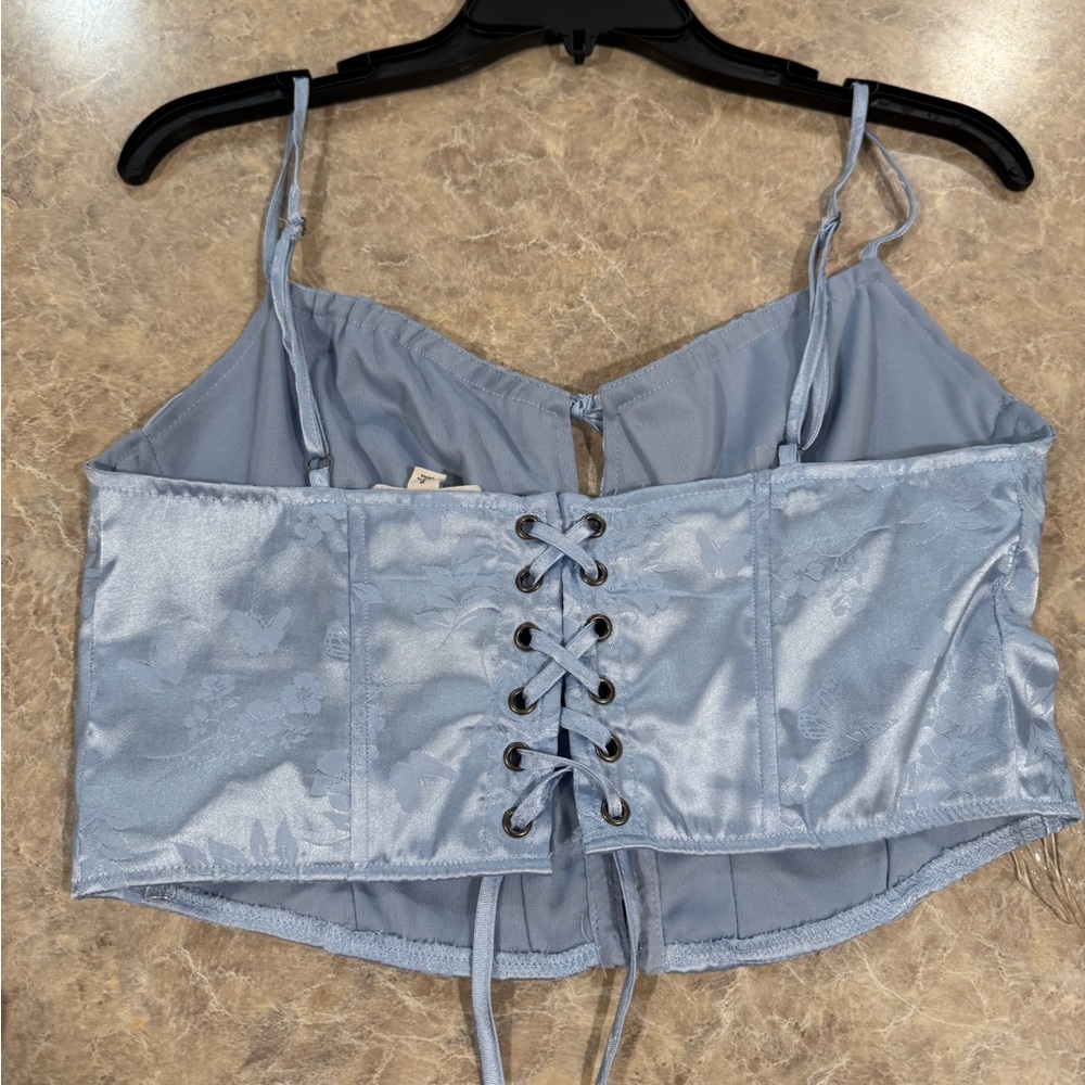Light Blue Satin Corset Top - Picture 2 of 5